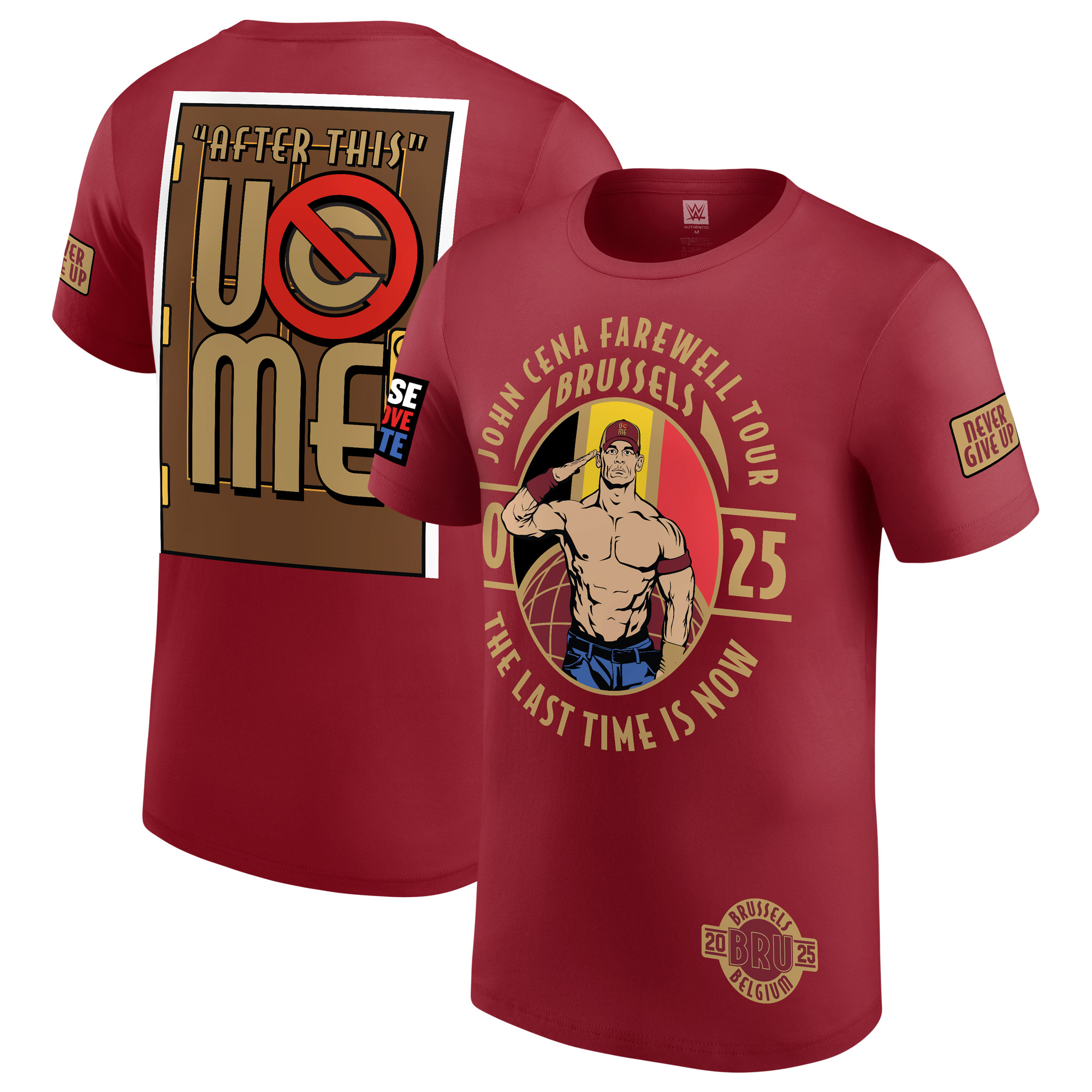 Youth Burgundy John Cena Farewell Tour 2025 Brussels T-Shirt